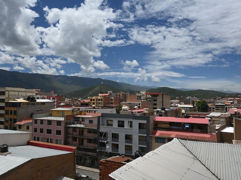 Ausblick auf die Stadt von unserem improvisierten Balkon.