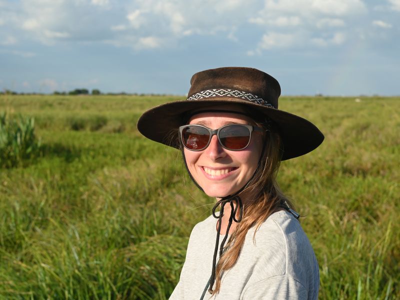 Anja beim Reiten und freut sich riesig, dass es mal klappt.