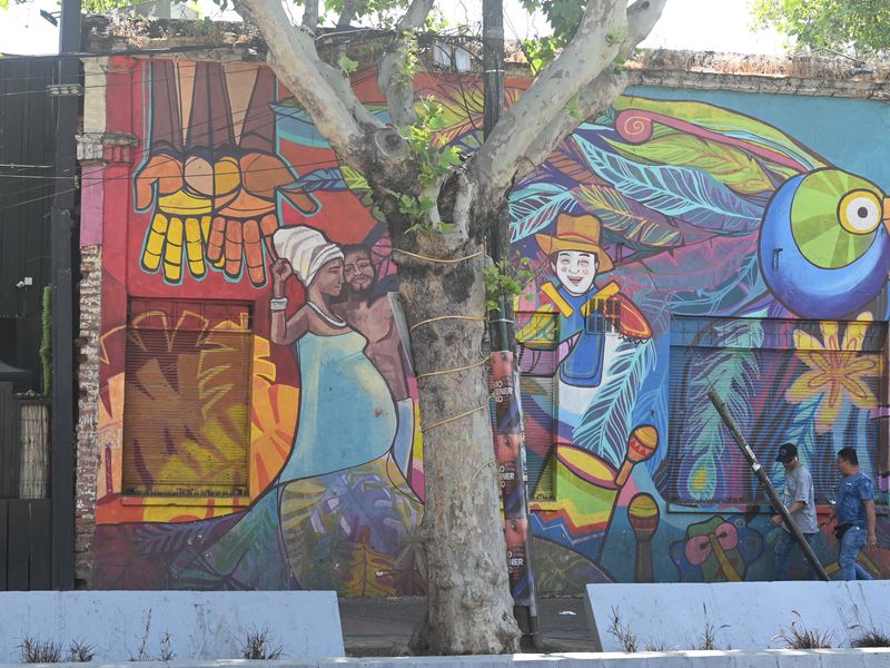 graphitti an einer Wand in santiago im Künsterlviertel